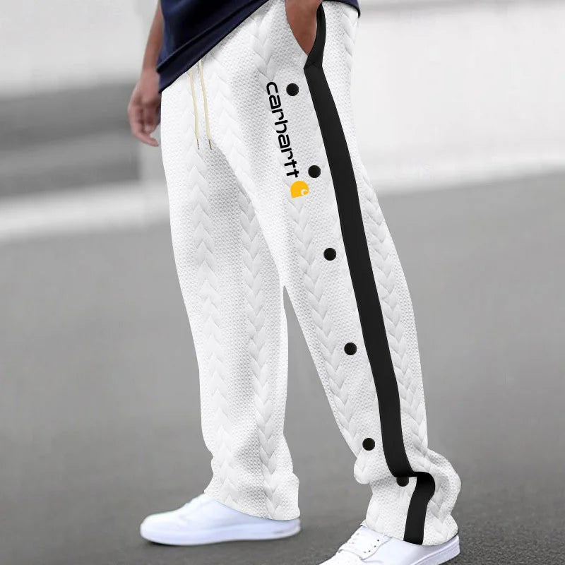 CH-Men's Jacquard Button Casual Thickened Sweatpants