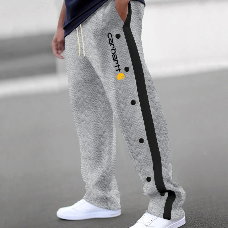 CH-Men's Jacquard Button Casual Thickened Sweatpants