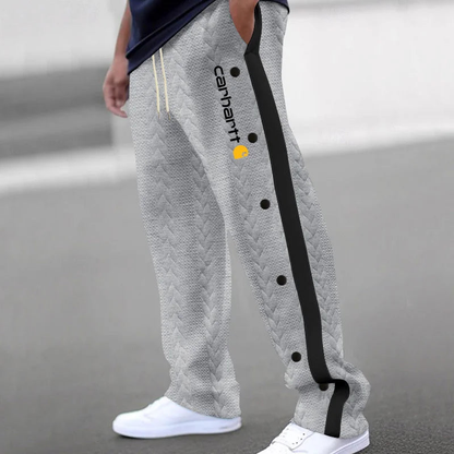 CH-Men's Jacquard Button Casual Thickened Sweatpants