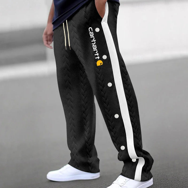 CH-Men's Jacquard Button Casual Thickened Sweatpants