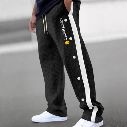 CH-Men's Jacquard Button Casual Thickened Sweatpants