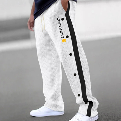 CH-Men's Jacquard Button Casual Thickened Sweatpants