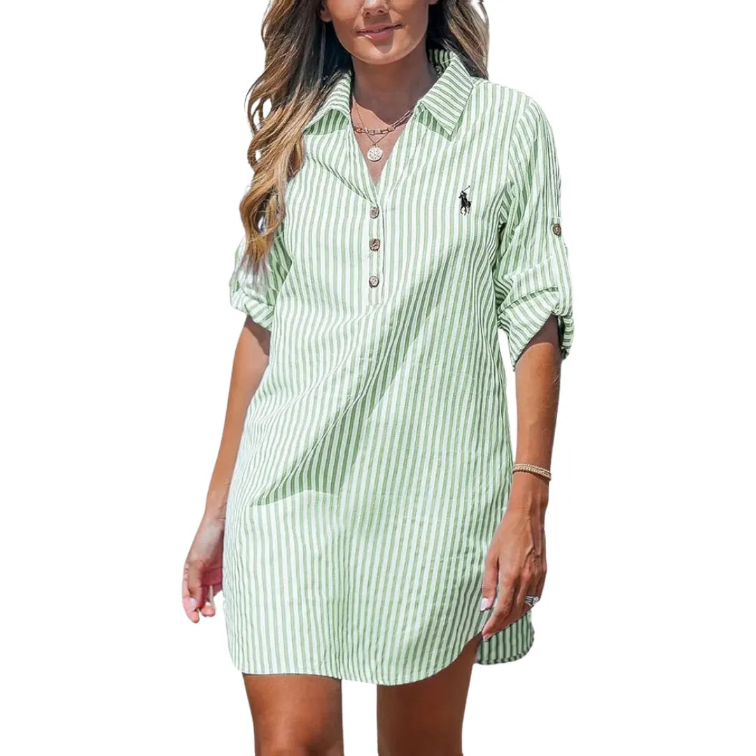 RL-Light blue striped shirt dress