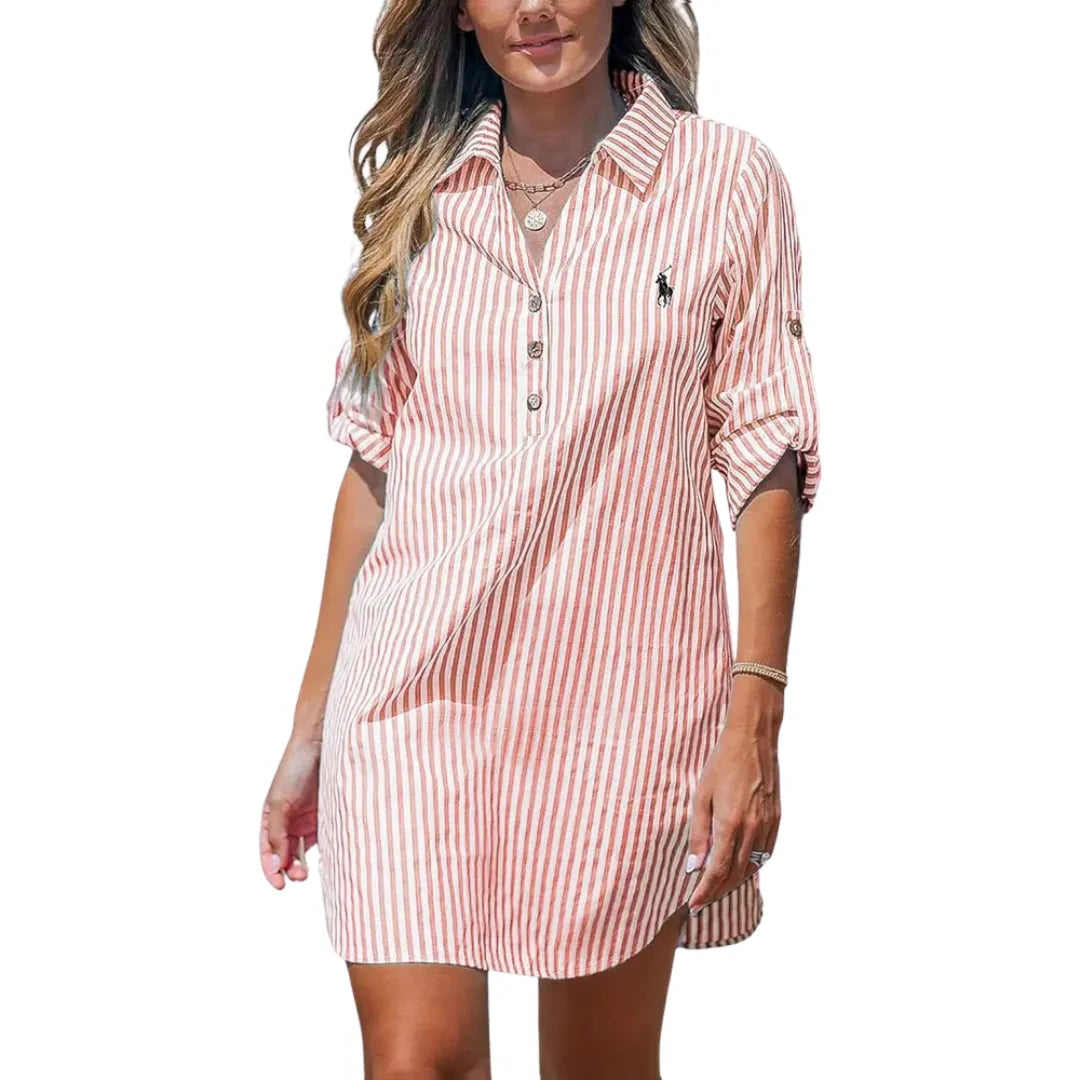 RL-Light blue striped shirt dress