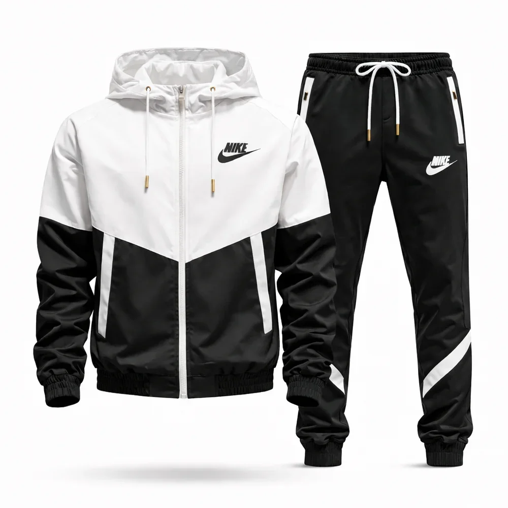 NK-Men's Colorblock Windbreaker Tracksuit Set