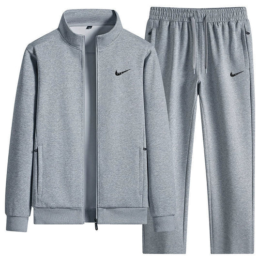 NK-Black Zip-Up Jacket and Pants Tracksuit Set