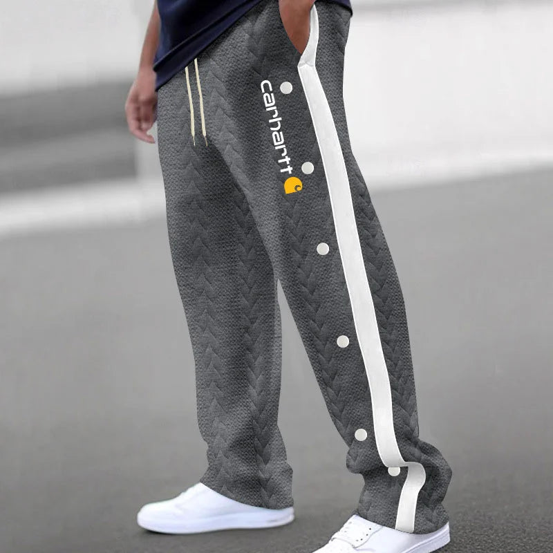 CH-Men's Jacquard Button Casual Thickened Sweatpants