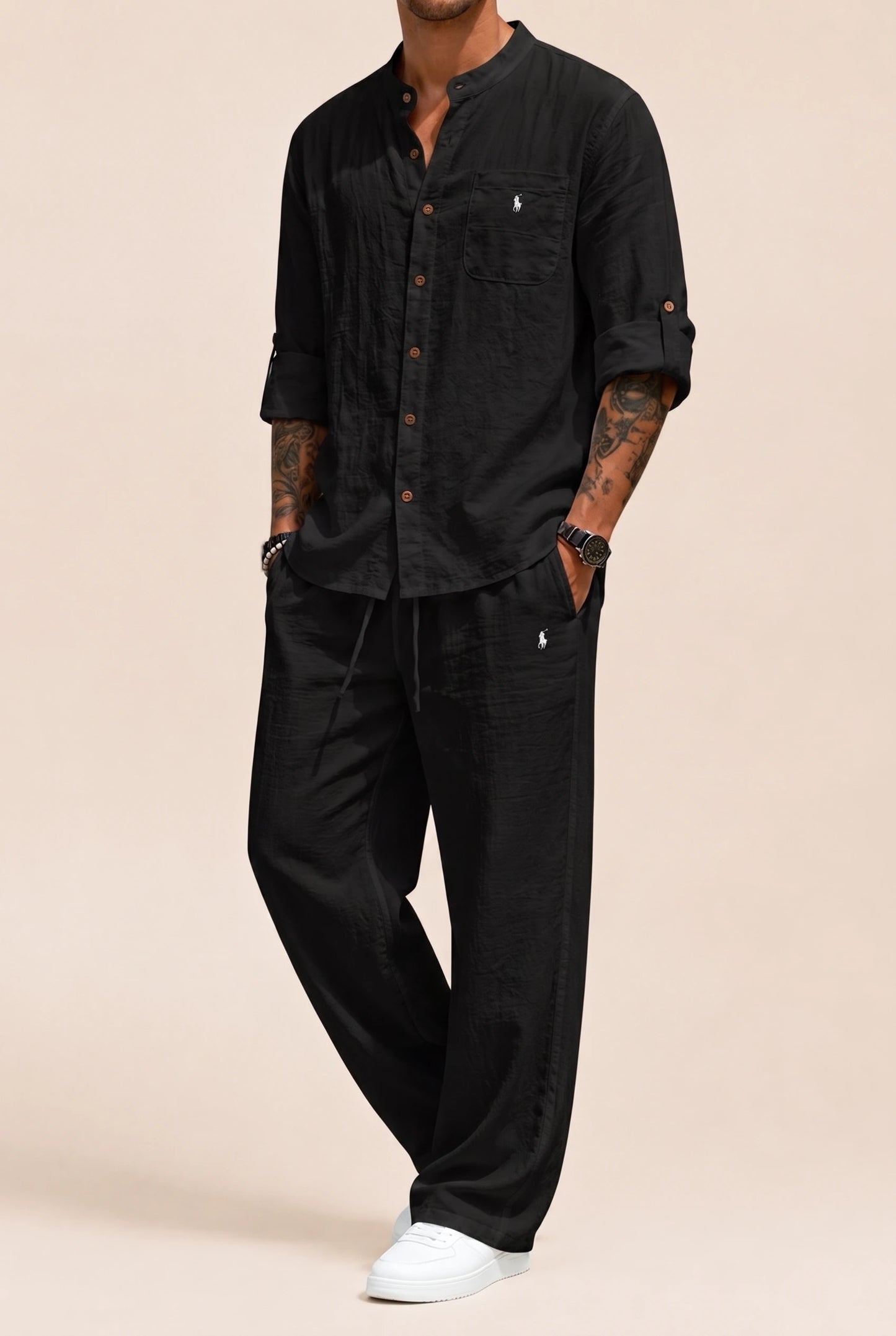 Rl | Linen-Cotton Shirt and Pants Set
